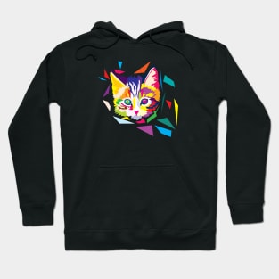 Cute kitten in colorful polygons Hoodie